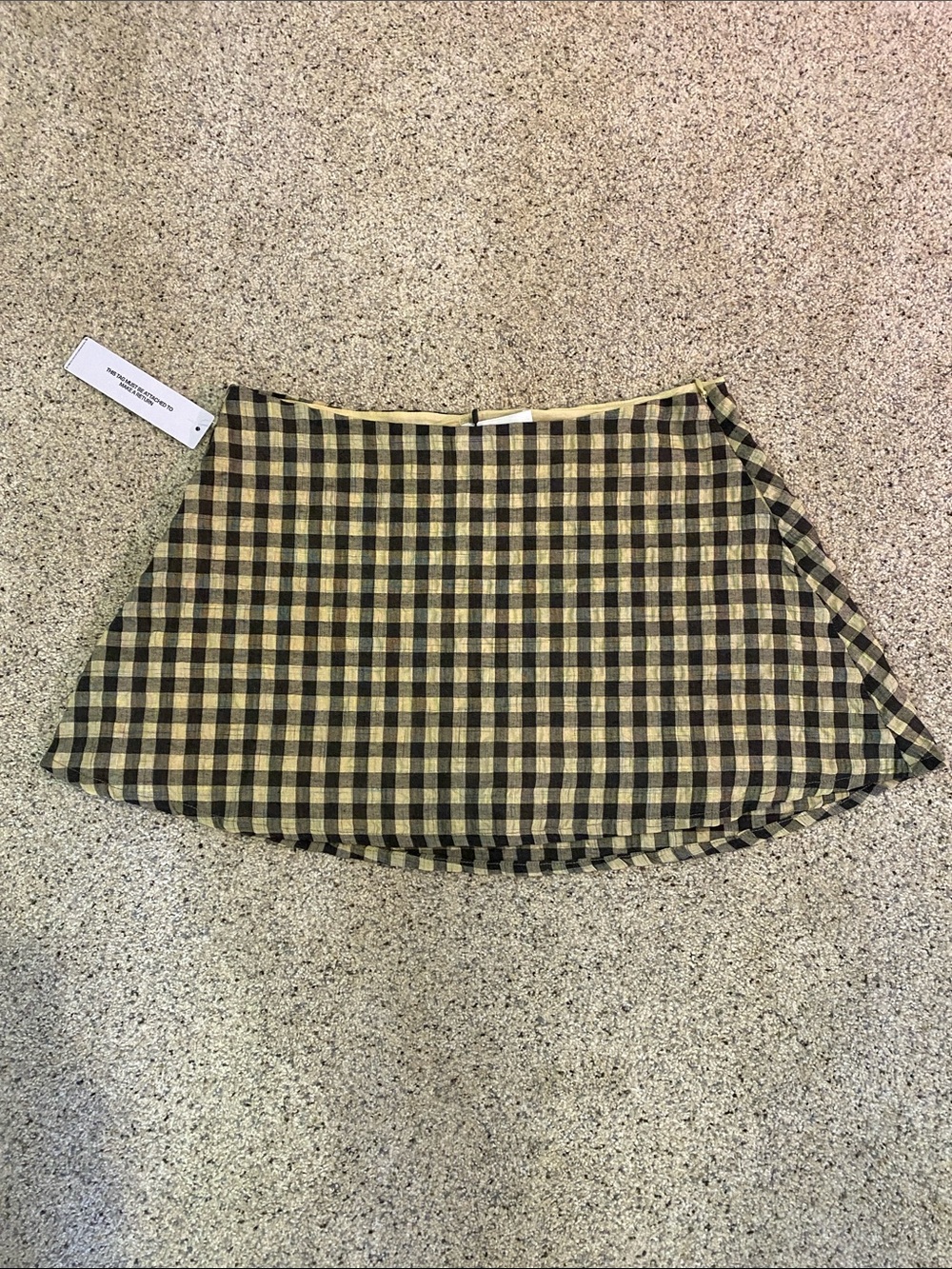 Princess Polly Black & Tan Gingham A-Line Mini Skirt